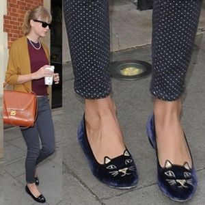 aso taylor swift: charlotte olympia iconic cat loafers